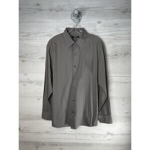Claiborne Shirt Mens Large Gray Long Sleeve Button Front Textured Stripe Cotton